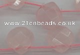 CRQ379 15.5 inches 10*10mm faceted briolette rose quartz beads