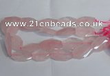 CRQ386 20*30mm - 22*35mm twisted & faceted freeform rose quartz beads