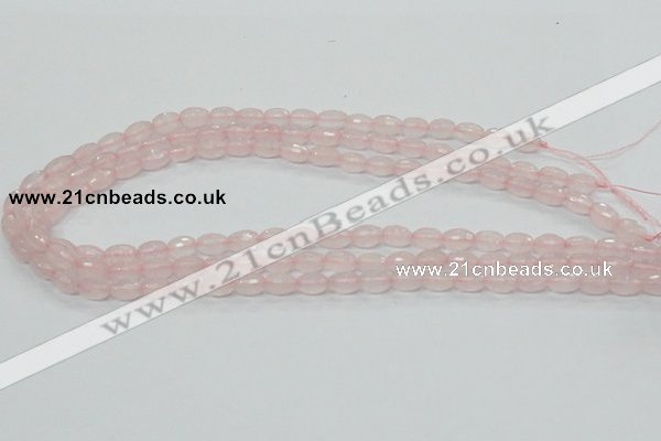 CRQ39 15.5 inches 6*10mm faceted rice natural rose quartz beads