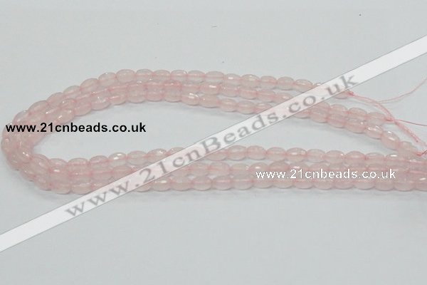 CRQ39 15.5 inches 6*10mm faceted rice natural rose quartz beads