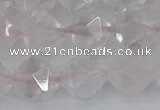 CRQ403 15.5 inches 10mm faceted nuggets rose quartz beads