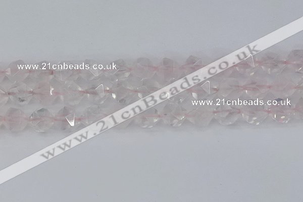 CRQ404 15.5 inches 12mm faceted nuggets rose quartz beads