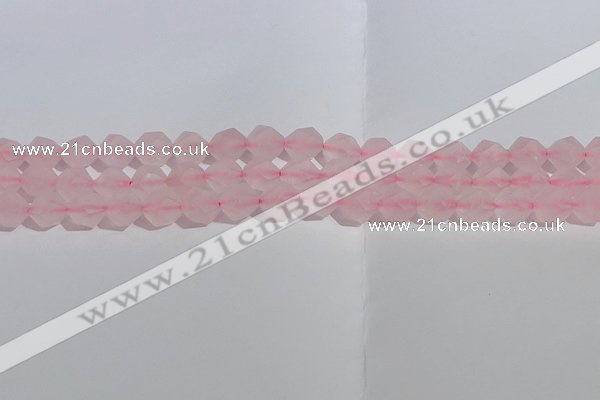 CRQ407 15.5 inches 8mm faceted nuggets matte rose quartz beads