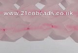 CRQ409 15.5 inches 12mm faceted nuggets matte rose quartz beads