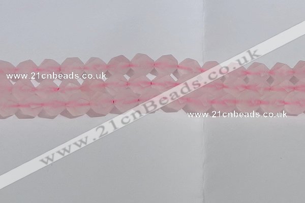 CRQ409 15.5 inches 12mm faceted nuggets matte rose quartz beads
