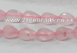 CRQ42 15.5 inches 8*12mm faceted teardrop natural rose quartz beads