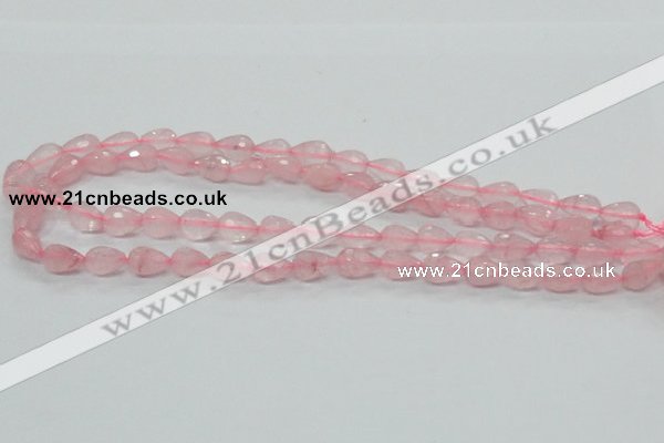 CRQ42 15.5 inches 8*12mm faceted teardrop natural rose quartz beads