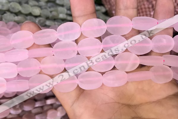 CRQ421 15.5 inches 12*16mm oval matte rose quartz beads wholesale