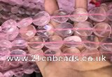 CRQ423 15.5 inches 15*20mm faceted flat teardrop rose quartz beads