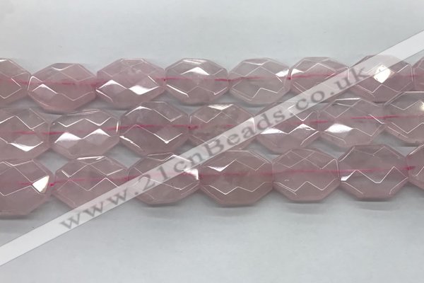 CRQ427 22*28mm - 25*30mm faceted octagonal rose quartz beads