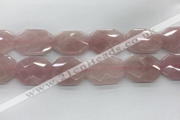 CRQ429 30*35mm - 35*45mm faceted octagonal rose quartz beads