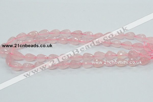 CRQ43 15.5 inches 10*14mm faceted teardrop natural rose quartz beads