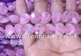 CRQ434 15.5 inches 14*14mm faceted heart rose quartz beads wholesale