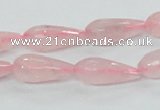 CRQ44 15.5 inches 8*20mm faceted teardrop natural rose quartz beads