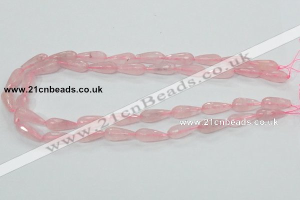 CRQ44 15.5 inches 8*20mm faceted teardrop natural rose quartz beads