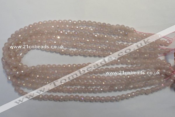 CRQ511 15.5 inches 6mm faceted round AB-color rose quartz beads