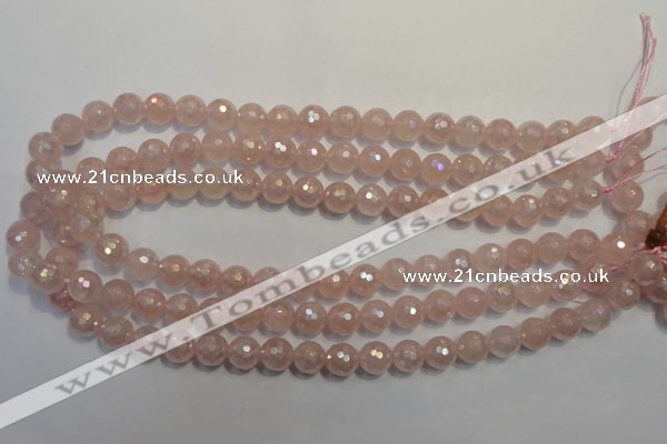 CRQ513 15.5 inches 10mm faceted round AB-color rose quartz beads