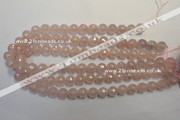 CRQ514 15.5 inches 12mm faceted round AB-color rose quartz beads