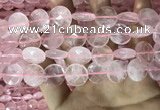 CRQ554 15.5 inches 16mm faceted coin rose quartz beads wholesale