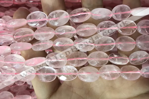 CRQ557 15.5 inches 10*14mm faceted oval rose quartz beads wholesale