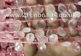 CRQ560 Top drilled 10*14mm faceted briolette rose quartz beads