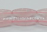 CRQ57 15.5 inches 10*30mm rice natural rose quartz beads wholesale