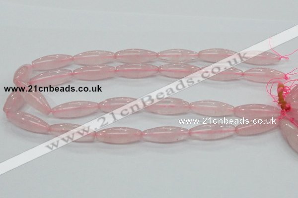 CRQ57 15.5 inches 10*30mm rice natural rose quartz beads wholesale