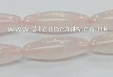 CRQ58 15.5 inches rice 10*30mm natural rose quartz beads wholesale