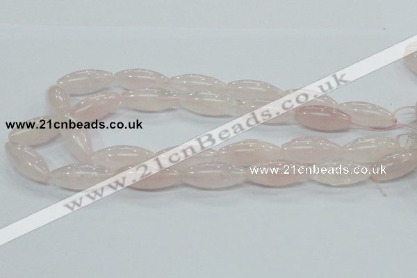 CRQ59 15.5 inches 12*30mm rice natural rose quartz beads wholesale