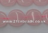 CRQ602 15.5 inches 15mm flat round rose quartz beads wholesale