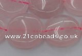 CRQ604 15.5 inches 20mm flat round rose quartz beads wholesale