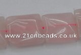 CRQ626 15.5 inches 20*20mm square rose quartz beads wholesale