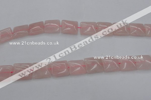 CRQ626 15.5 inches 20*20mm square rose quartz beads wholesale