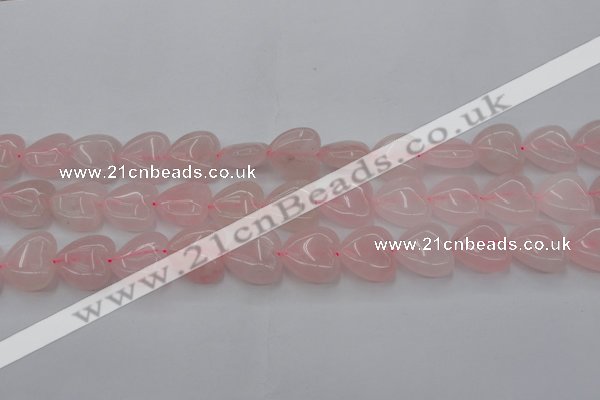 CRQ633 15.5 inches 20*20mm heart rose quartz beads wholesale