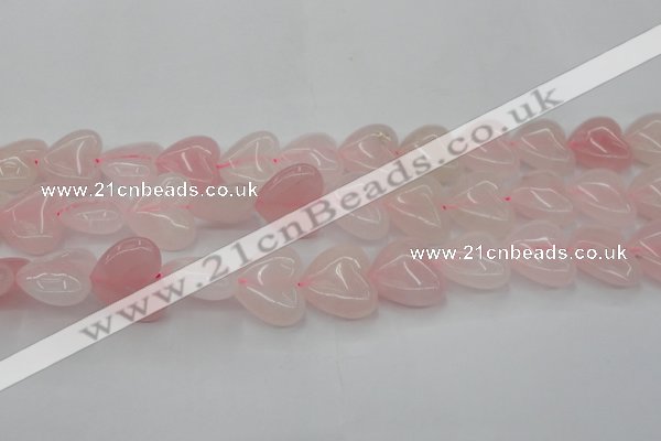 CRQ634 15.5 inches 22*22mm heart rose quartz beads wholesale