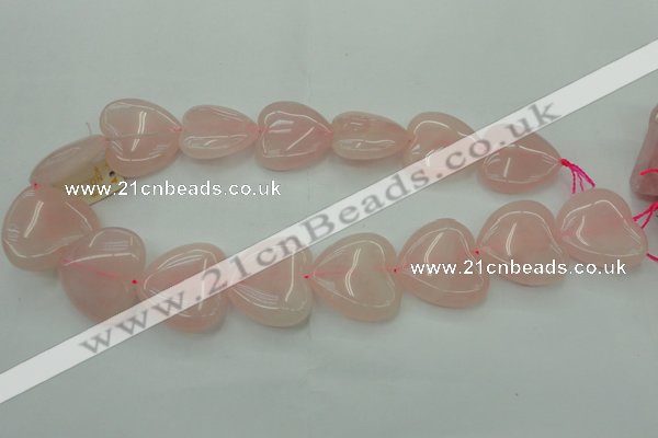 CRQ635 15.5 inches 30*30mm heart rose quartz beads wholesale