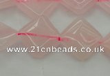 CRQ638 15.5 inches 14*14mm diamond rose quartz beads wholesale