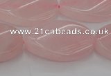 CRQ645 15.5 inches 18*25mm twisted oval rose quartz beads