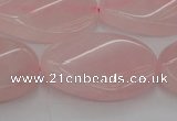 CRQ646 15.5 inches 20*30mm twisted oval rose quartz beads