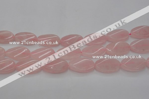 CRQ646 15.5 inches 20*30mm twisted oval rose quartz beads