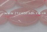CRQ647 15.5 inches 25*35mm twisted oval rose quartz beads