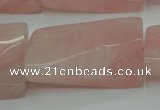 CRQ652 15.5 inches 25*35mm twisted rectangle rose quartz beads