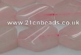 CRQ653 15.5 inches 15*20mm twisted hexagon rose quartz beads