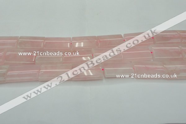 CRQ655 15.5 inches 22*30mm flat tube rose quartz beads
