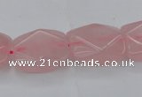 CRQ657 15.5 inches 15*20mm faceted rectangle rose quartz beads