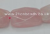 CRQ658 15.5 inches 22*30mm faceted rectangle rose quartz beads