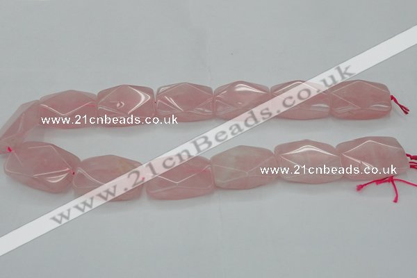 CRQ658 15.5 inches 22*30mm faceted rectangle rose quartz beads