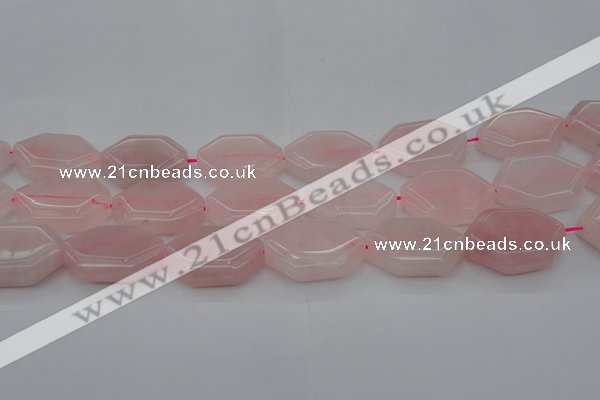 CRQ660 15.5 inches 22*30mm hexagon rose quartz beads