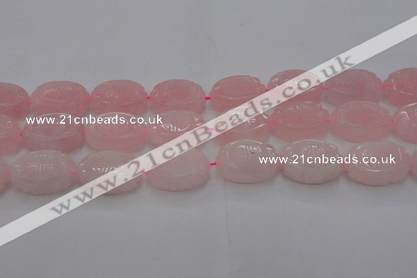 CRQ665 15.5 inches 18*25mm carved oval rose quartz beads