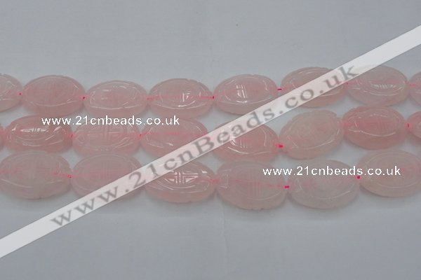 CRQ666 15.5 inches 22*30mm carved oval rose quartz beads